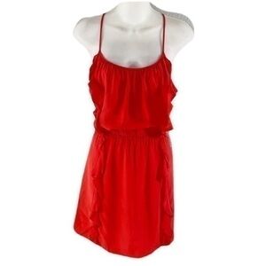 Parker silk blouson ruffle tank racerback dress P28